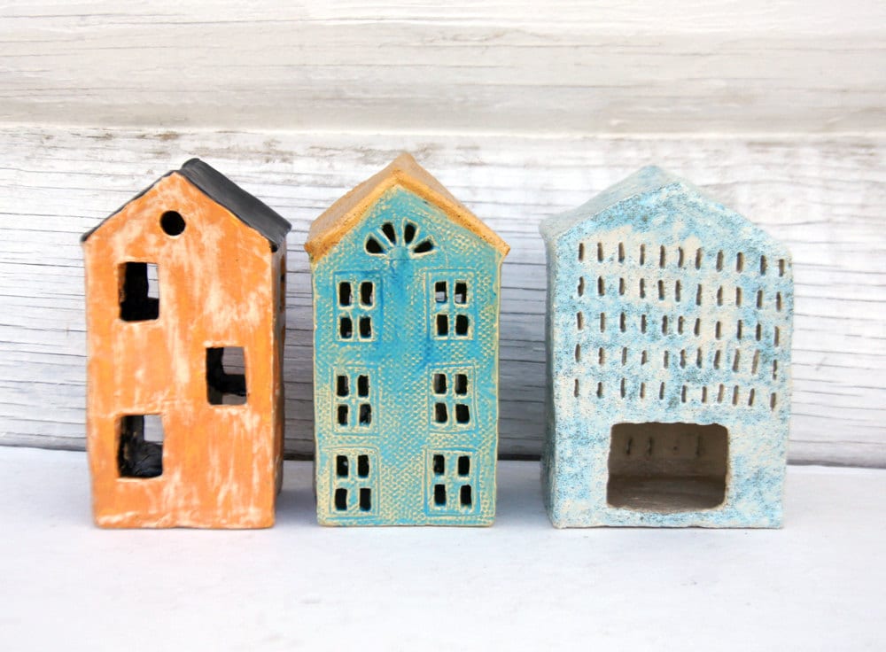  House  Tealight and Candle Holder Ceramic House  Candle
