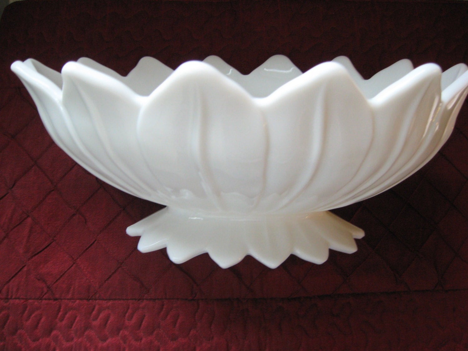 Milk Glass WESTMORELAND Footed Bowl Lotus Petal Design