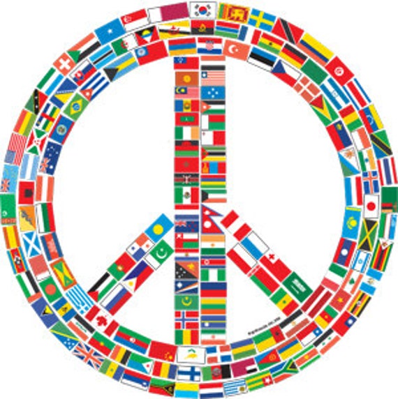 Peace Flag Tshirt with Flags of World by WhiteSpaceDesigns on Etsy