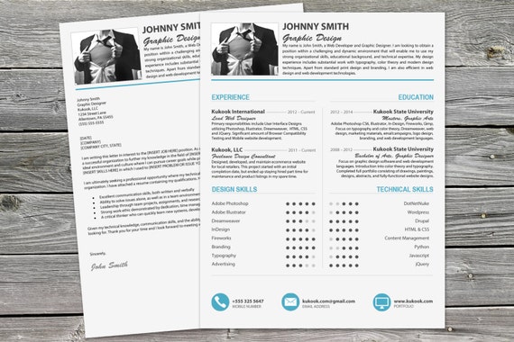 Beautiful Resume Template and Cover Letter - Instant Download