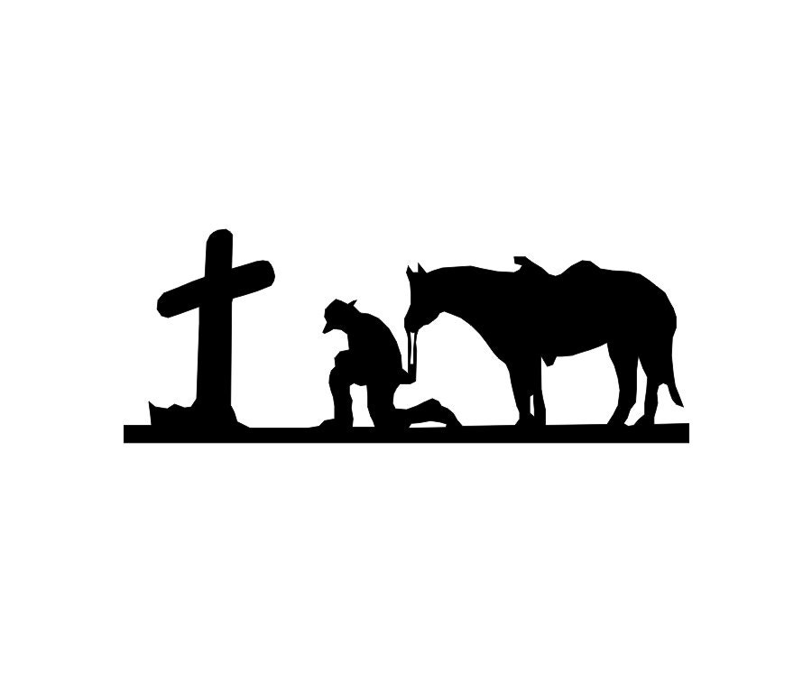 Cowboy Kneeling at the Cross Vinyl Decal Sticker