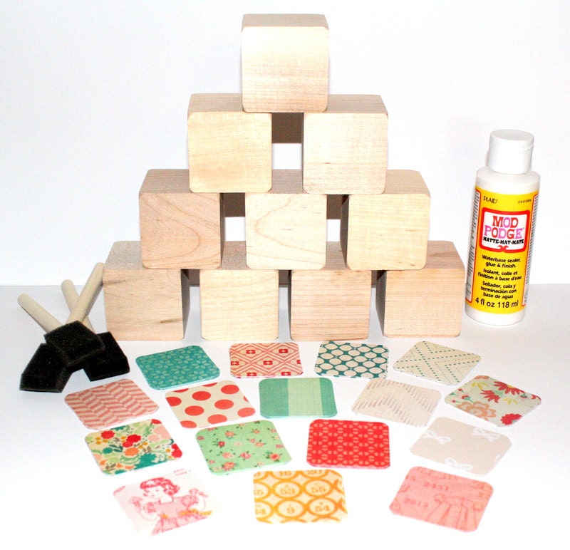 Vintage Wooden Baby Blocks DIY Baby Shower Craft Baby Girl