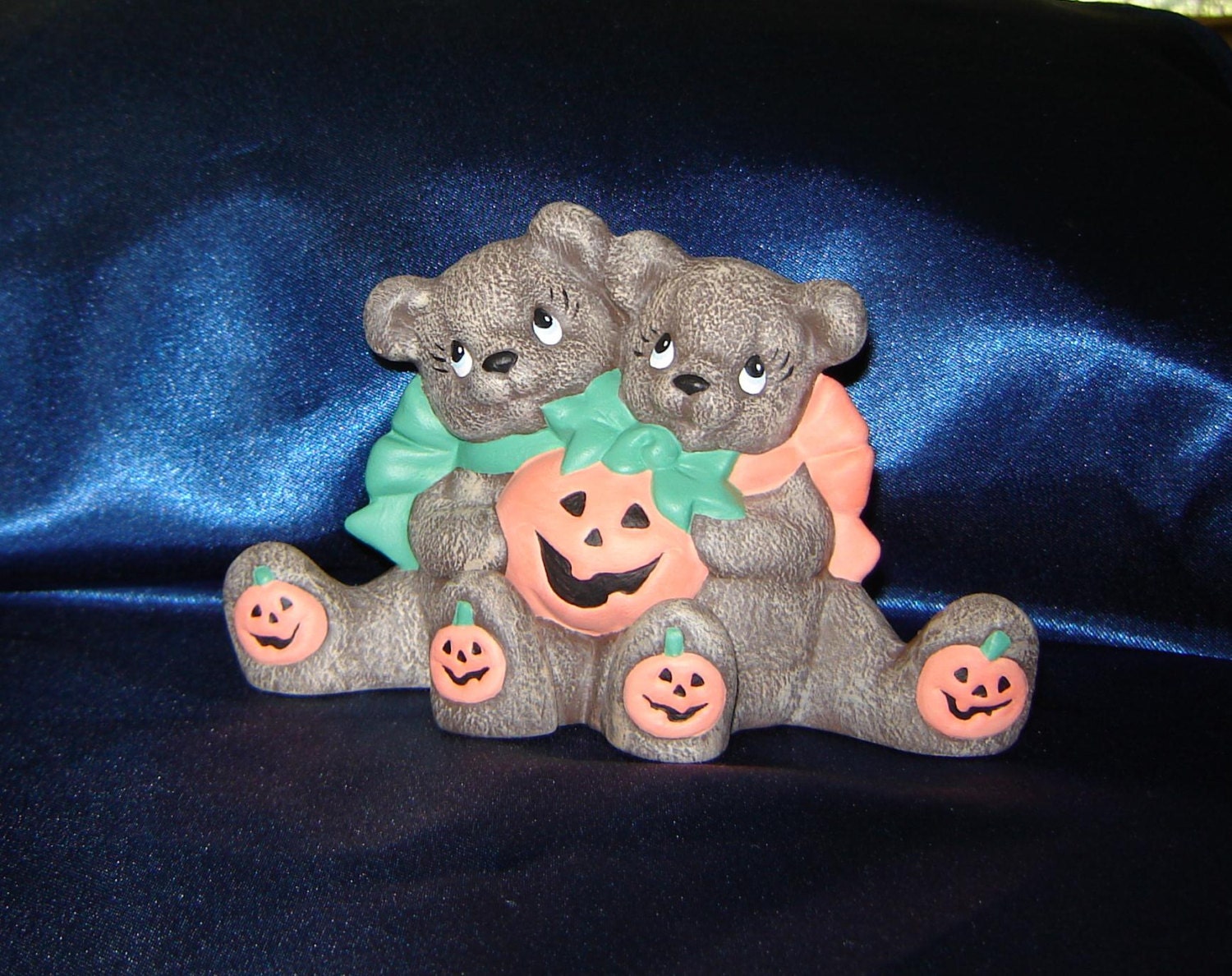 Ceramic Pumpkin Bear Couple Ceramic Bears Halloween Bears