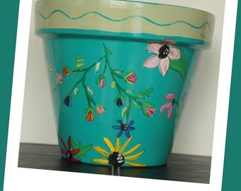 Items Similar To Hand Painted Pot And Matching Base Diamonds Rainbow   Il 340x270.652779975 Dvcg 