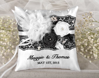 Items similar to Ring Bearer Pillow, Love Bird, Modern Yellow Leaves, Green, Burlap Branch ...