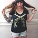 gun t shirt, heavy metal plus size, size 14, plus size black top, plus size gun t shirt, deep v burnout tee, S-XXL