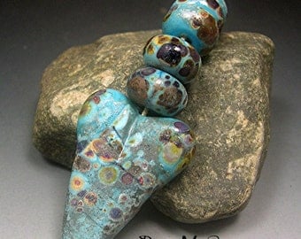 HANDMADE LAMPWORK GLASS Bead Focal Donna Millard rustic relic assemblage heart primitive love primitive