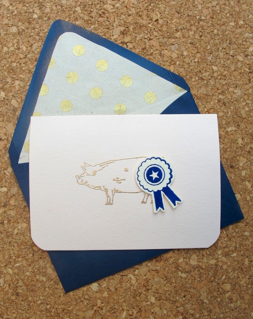 Blue Ribbon Pig set of 3 cards
