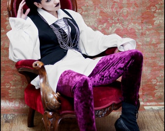 Byron - Oversized White Romantic Gothic Poet Shirt by Kambriel - Designer Sample - Brand New & Ready to Ship!