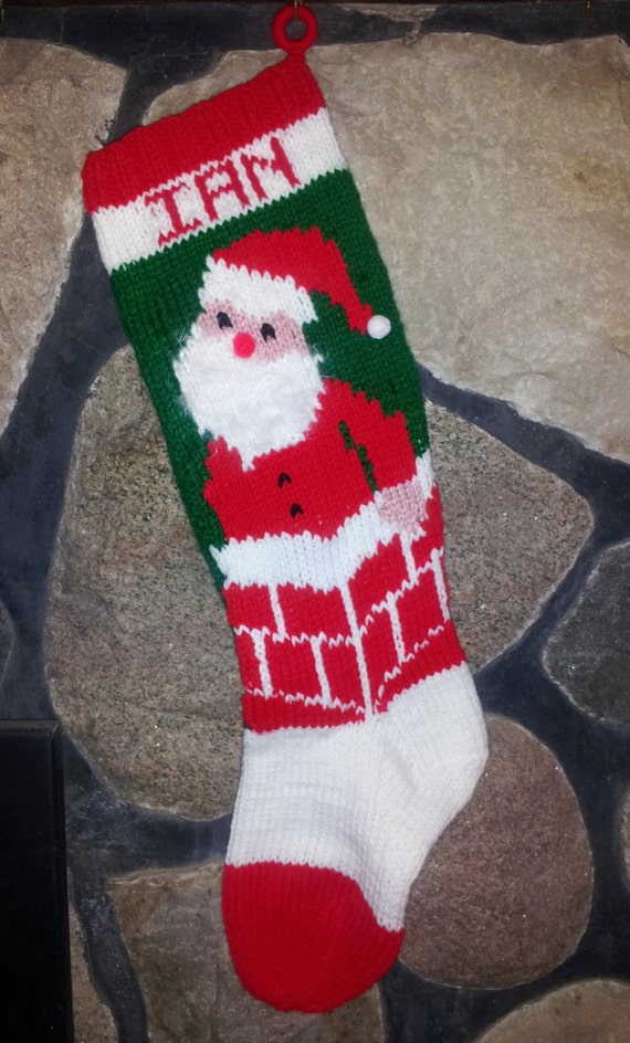 Vintage Knitted Christmas Stocking Santa in the by tracyward