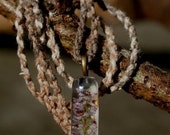 Rustic Pendant Necklace with Heather Flowers