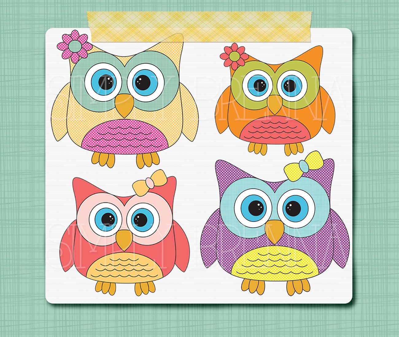 Owl Clip Art Digital Owl Clip Art Cute Girly Owl Clipart