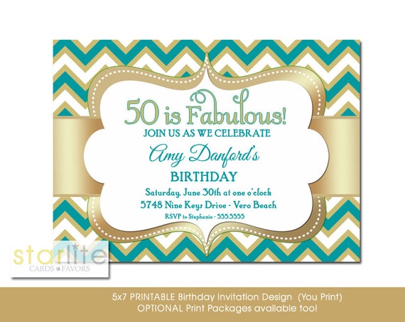 50th Birthday Invitation Fifty And Fabulous Invitation By Starwedd