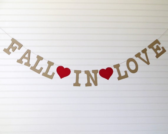Fall In Love Banner - 5 inch Letters with Hearts - Fall Wedding Garland Banner Bridal Shower Banner Wedding Decor Fall Banner Wedding Banner Il_570xn