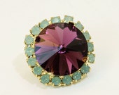 Mint Green Purple Brooch Pin Crystal Amethyst Plum Round Brooch Pin Opal Lapel Pin Swarovski Crystal Rhinestones Brooch, gold finish, GA4 Mint Green Purple Brooch Pin Crystal Amethyst Plum Round Brooch Pin Opal Lapel Pin Swarovski Crystal Rhinestones Brooch, gold finish, GA4