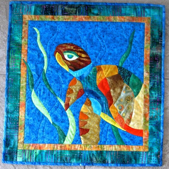 Turtle Wall Art Quilt Wall Hanging Colorful Talulah Tropical