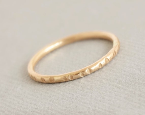 Gold Ring Stacking Ring Gold Thumb Ring notched stack rings