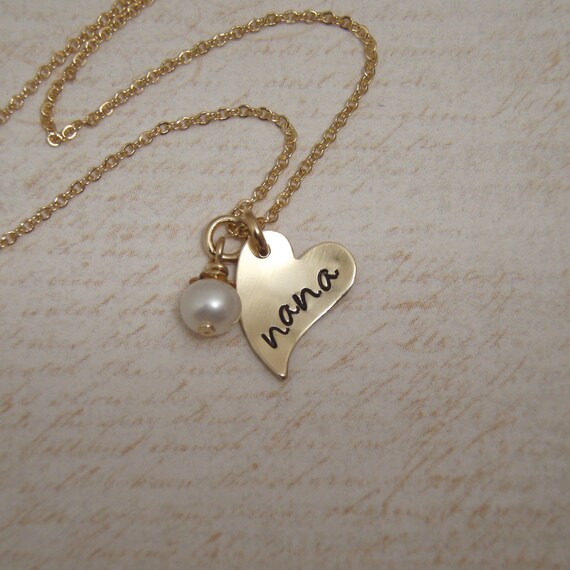 Gold nana necklace mom heart necklace meme by filigreepheasant