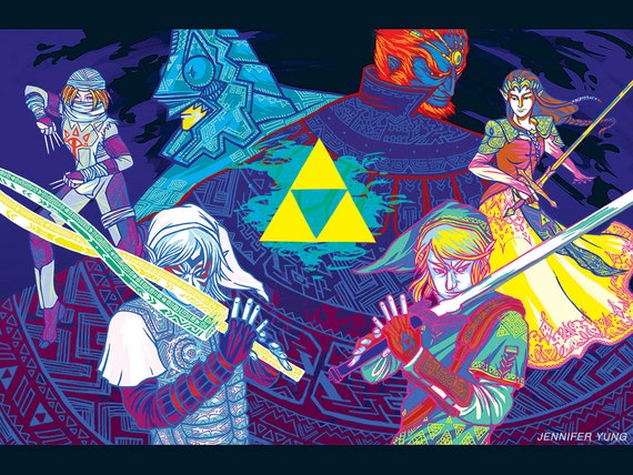 Legend of Zelda Neon Retro Poster