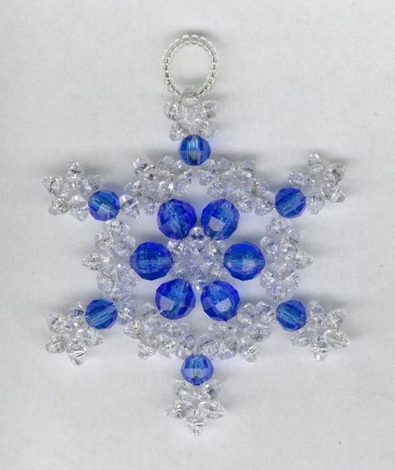 Sapphire Blue & Crystal Beaded Snowflake Christmas Tree