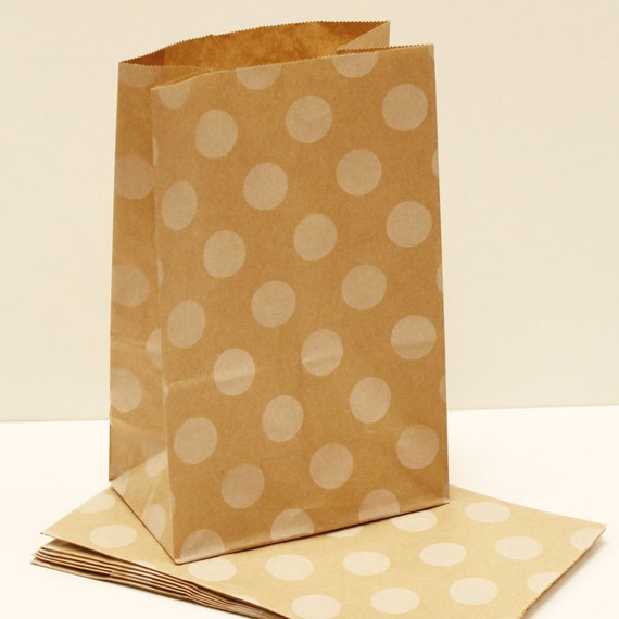 Paper Bag. 12 Brown Kraft Dot Favor Bag Party by ThePartyFairy