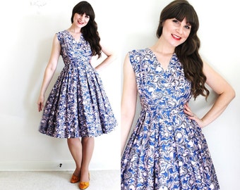 1950s Dress / 50s Dress / 50s Full Skirt Dress
