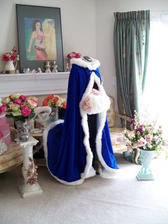 Beauty and the Beast Bridal cape 52 Cobalt Blue / WHITE