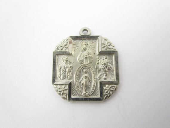 50 Off Vintage 4 Way Catholic Medal Sacred Heart Jesus