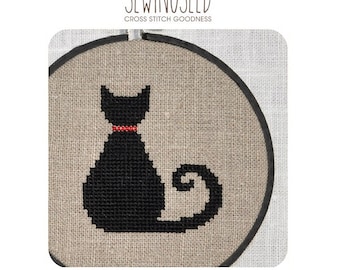 Black Cat Cross Stitch Pattern Instant Download