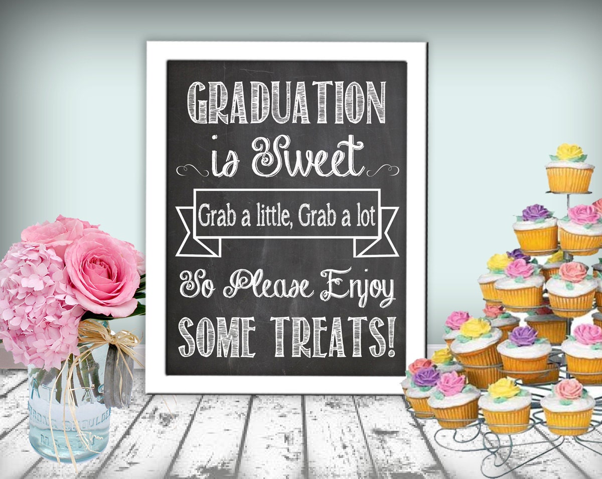 Graduation Is Sweet Sign Chalkboard Printable 8x10 PDF DIY