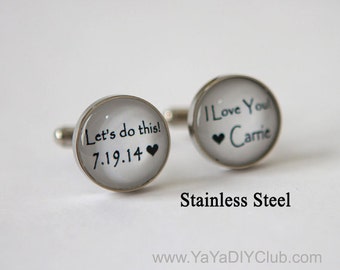 Grooms Gift from bride, Wedding Cufflinks for Groom Cuff Links, Custom Cufflinks, Personalized Cufflinks Groom Gift