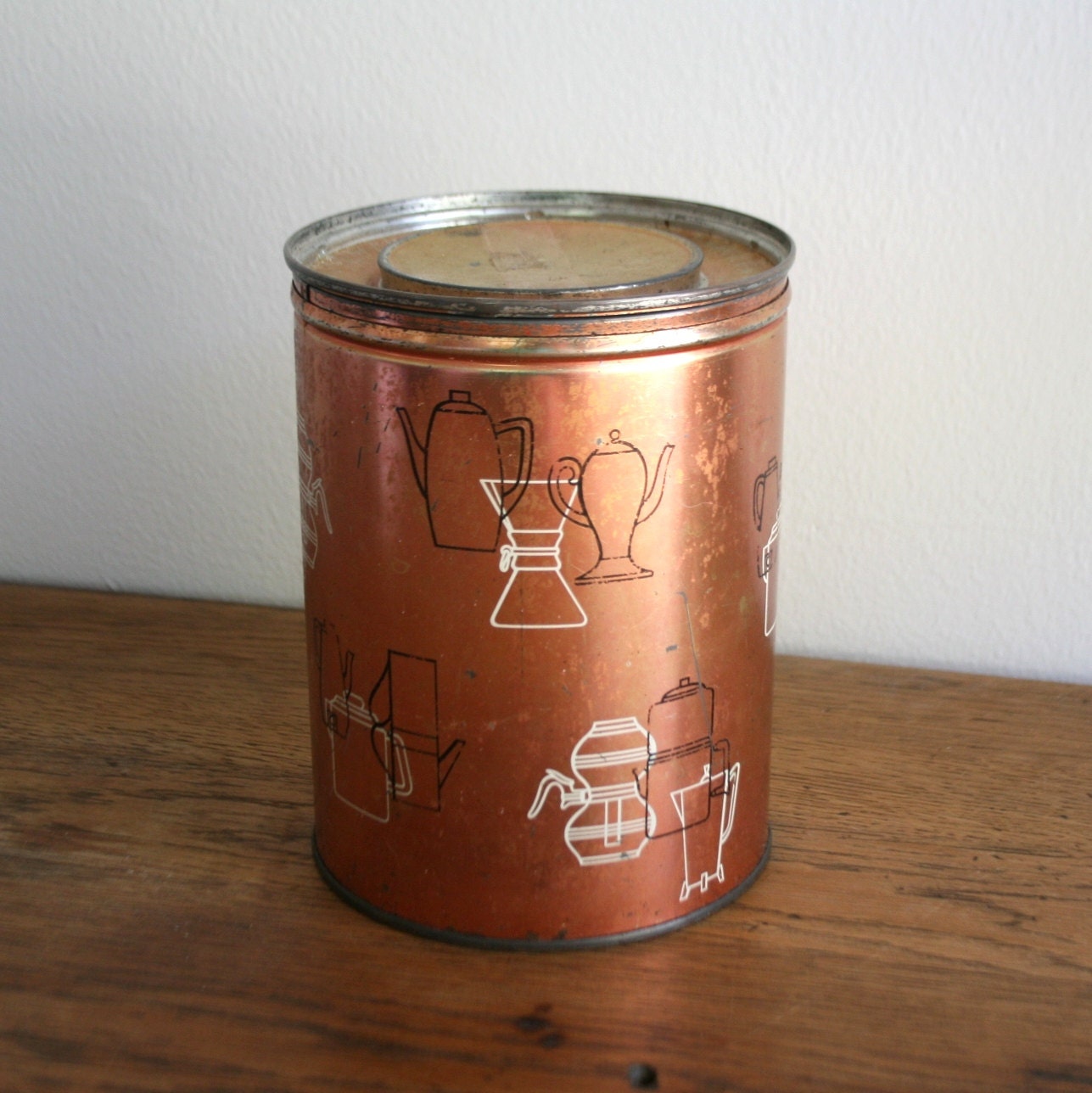 Retro Metal Coffee Can Copper Color Haute Juice