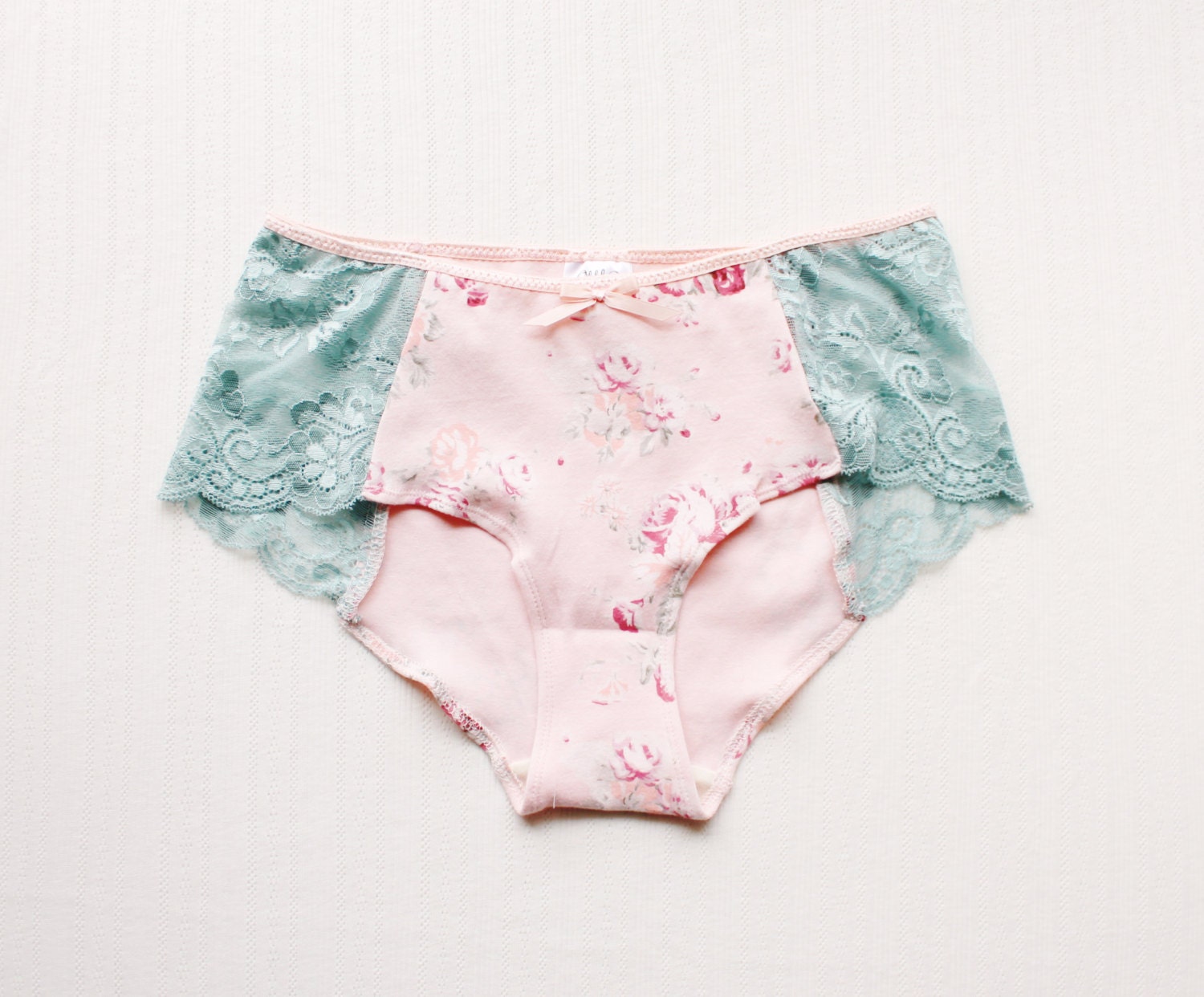 Floral and Lace Pastel Hipster Panties 'Tea Rose' by ohhhlulu