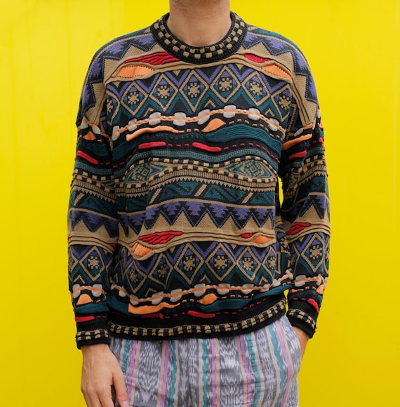 Vintage 90's Coogi style sweater chunky textured knit