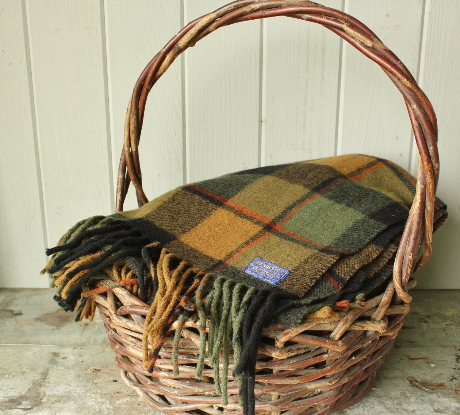 Vintage Pendleton Wool Plaid Picnic Stadium Blanket