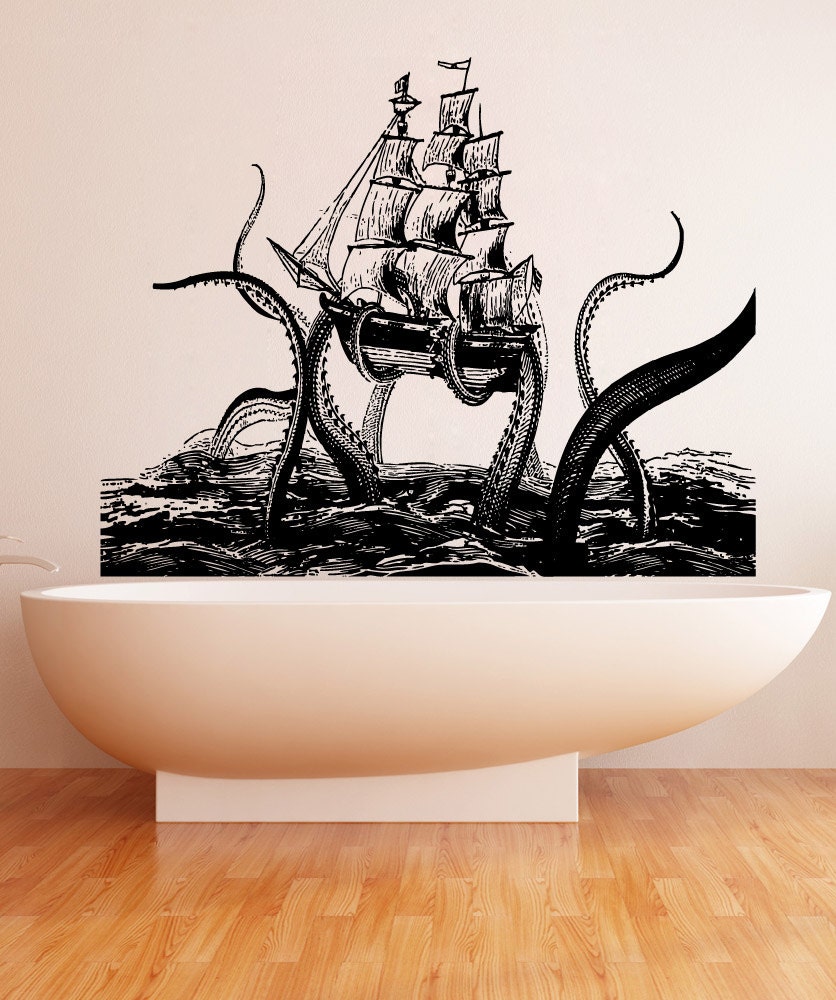 Vinyl Wall Decal Sticker Octopus Attack 5345m