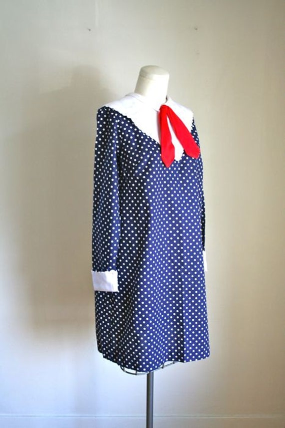 vintage 60s sailor dress - MOD MADELINE polka dot dress / S-M