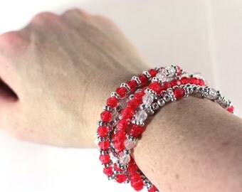 red and silver bracelets