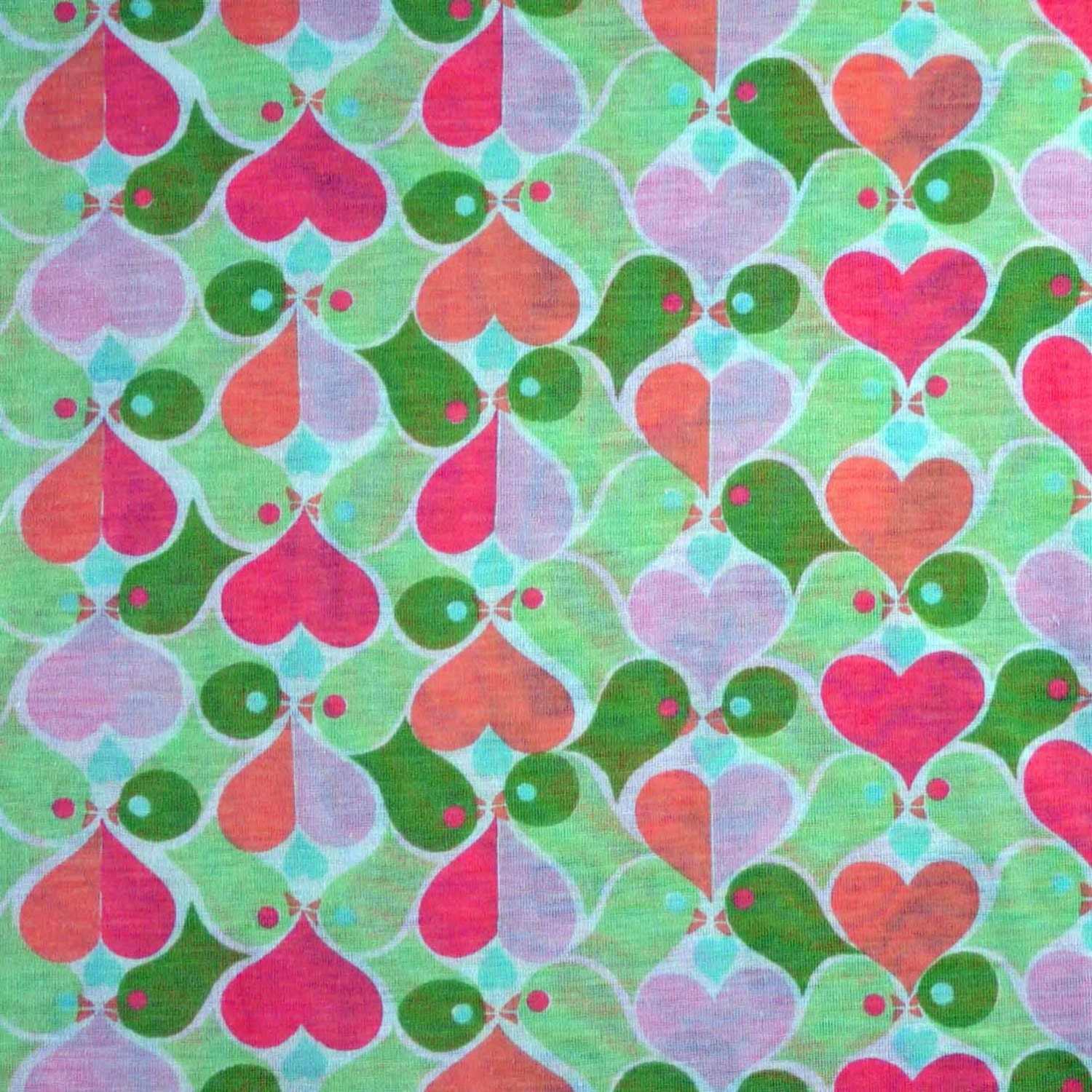 Interlock Knit Print Fabric Green and Orange by DartingDogFabric