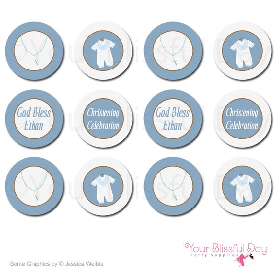 PRINTABLE Baby Boy Christening/Baptism Party Circles (Personalized) Il_570xn