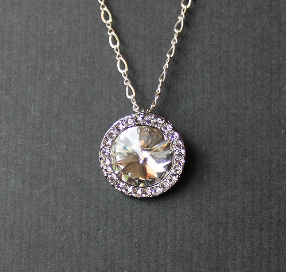 Items similar to Bridal Necklace, Crystal Pendant Necklace, Wedding