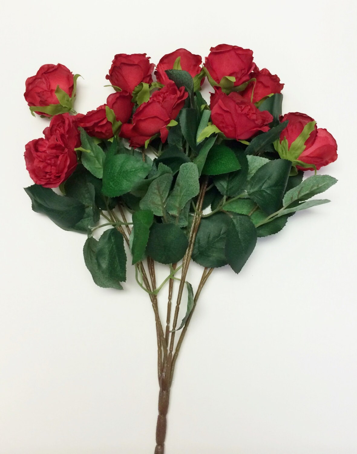 Silk Flowers 16 Inch RED Cabbage Rose Bush with by BlissfulSilks