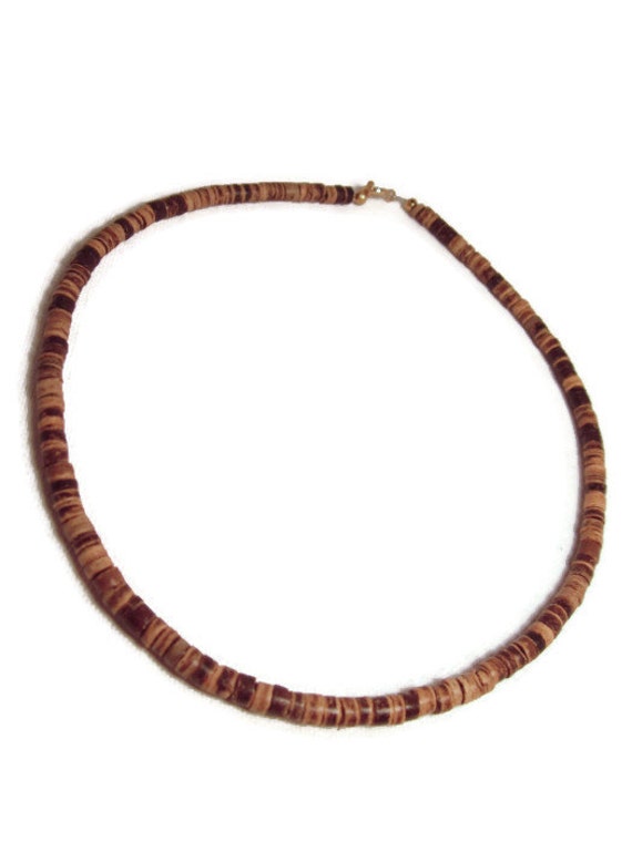 Natural Coconut Shell Bead Mens Necklace
