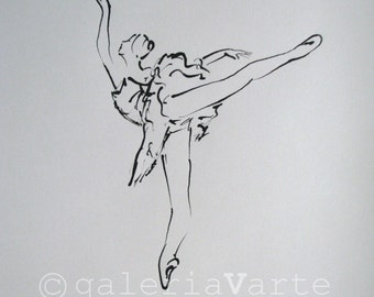 Charcoal drawing ballet dancer original by galeriaVarte on Etsy