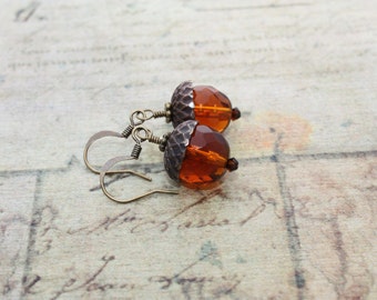Acorn Earrings Acorn Jewelry Autumn Jewelry Autumn Earrings Fall Earrings Fall Jewelry Antique Vintage Nature Jewelry Mother Gift Rustic 045