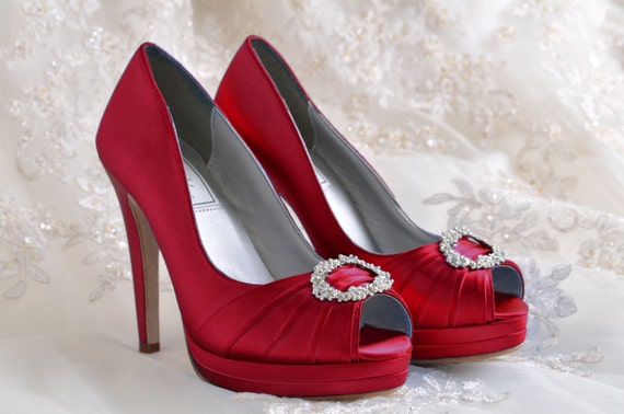 Wedding Shoes Platform Dress Shoes Bridal Peep Toe 4 by Pink2Blue