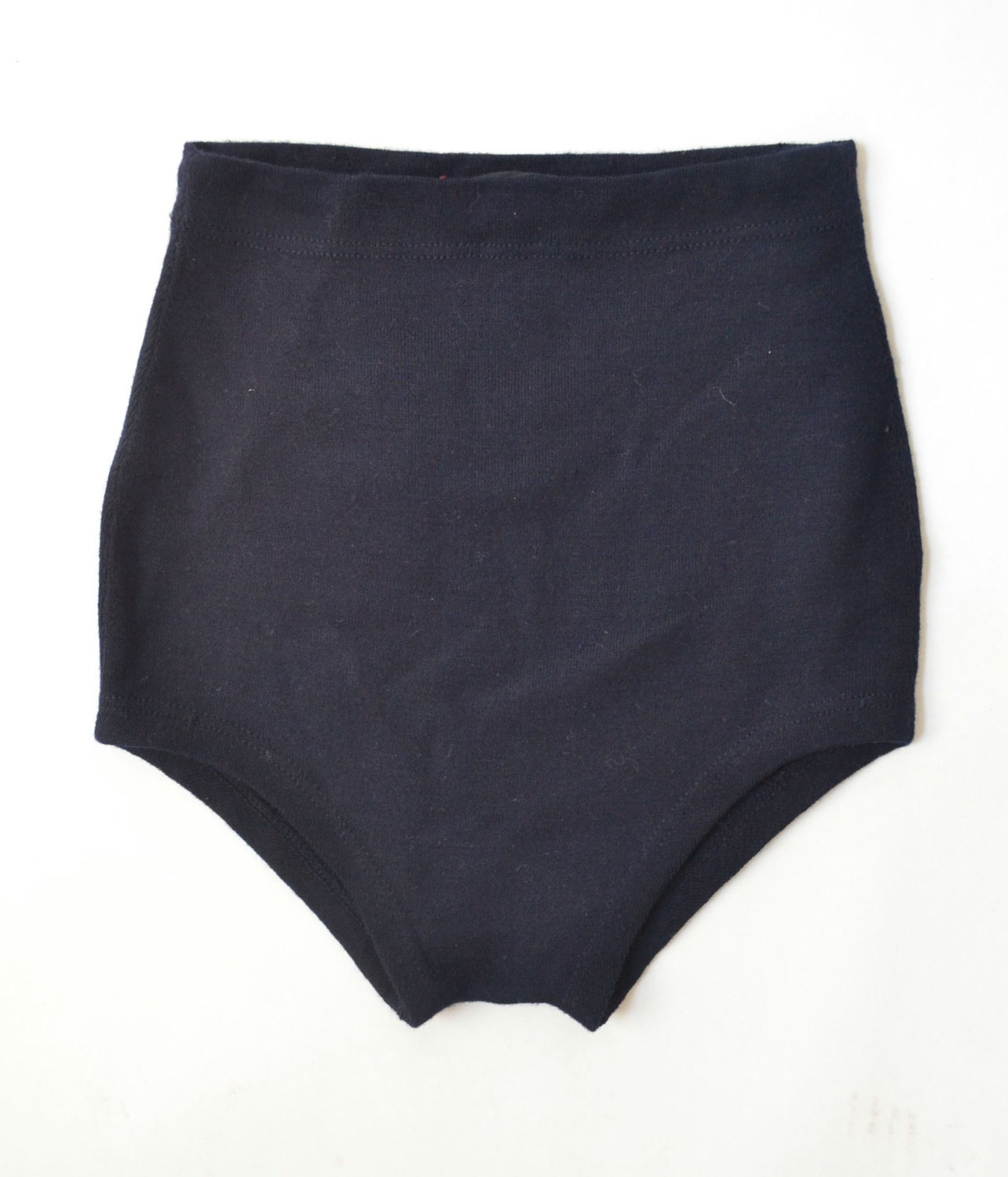 1940s Navy Blue Wool Swim Trunks Mens Swimsuit