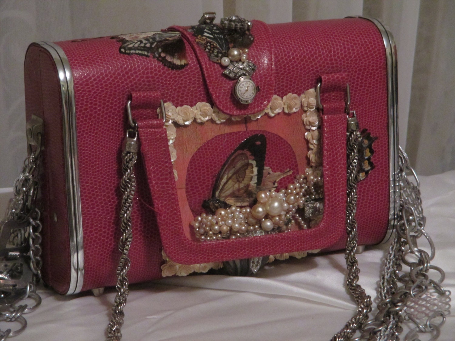 pink butterfly purse