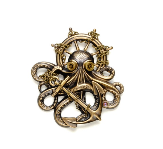 Steampunk Pin Steampunk Hat Pin Octopus Brooch Kraken Cthulhu 1729