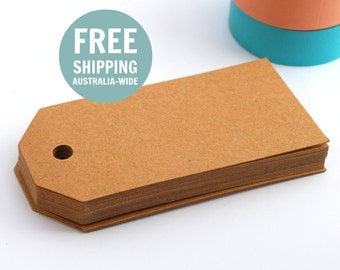 Tags 100 Basic Small Brown Kraft Blank Gift by PaperCottonLove